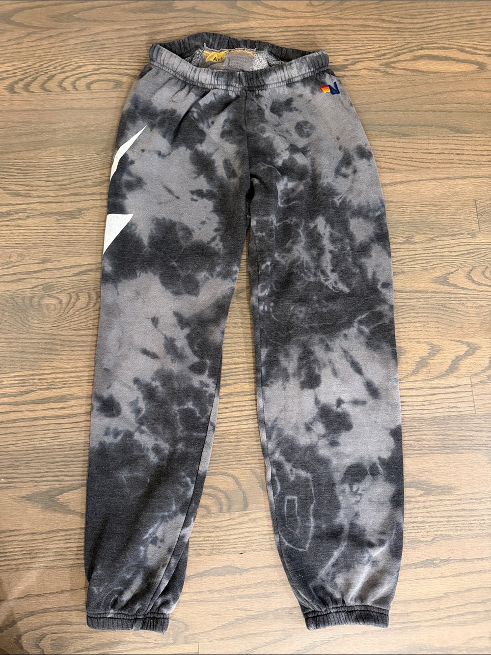 Aviator Nation Black & Gray Tie-Dye Joggers